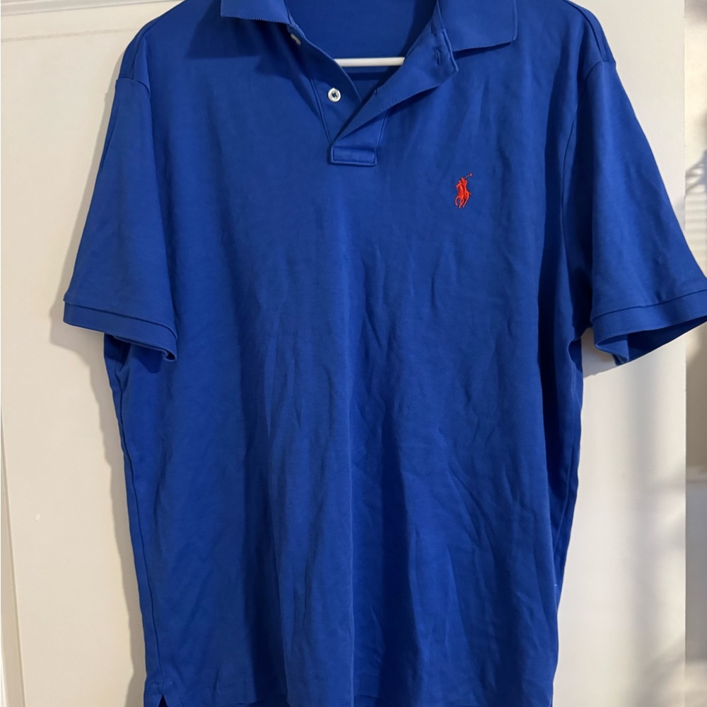 Polo Ralph Lauren Mens M Blue Polo Shirt Red Pony Logo Casual - Super Soft!